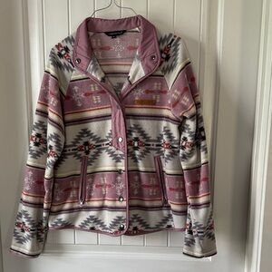 Simply Southern Women's Aztec Pattern Jacket with Pink Trim women’s size small